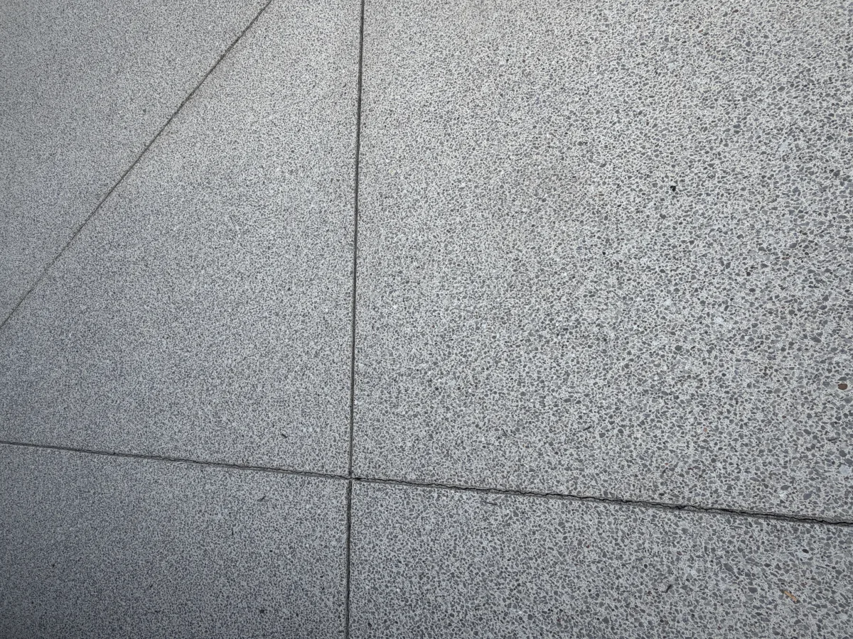 Cleaned concrete driveway after pressure washing.